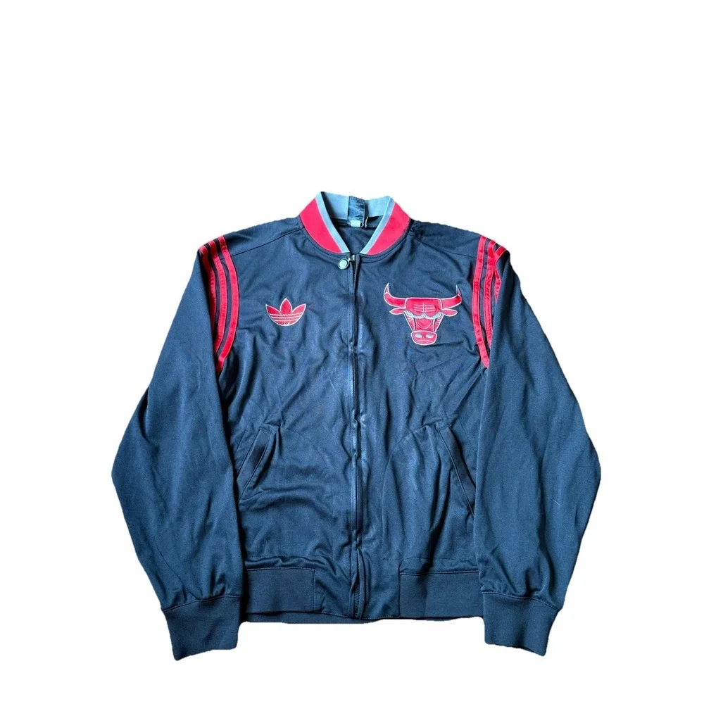 Chicago Bulls NBA Adidas Full Zip Embroidered Warm Up Track Jacket‎ Size Large